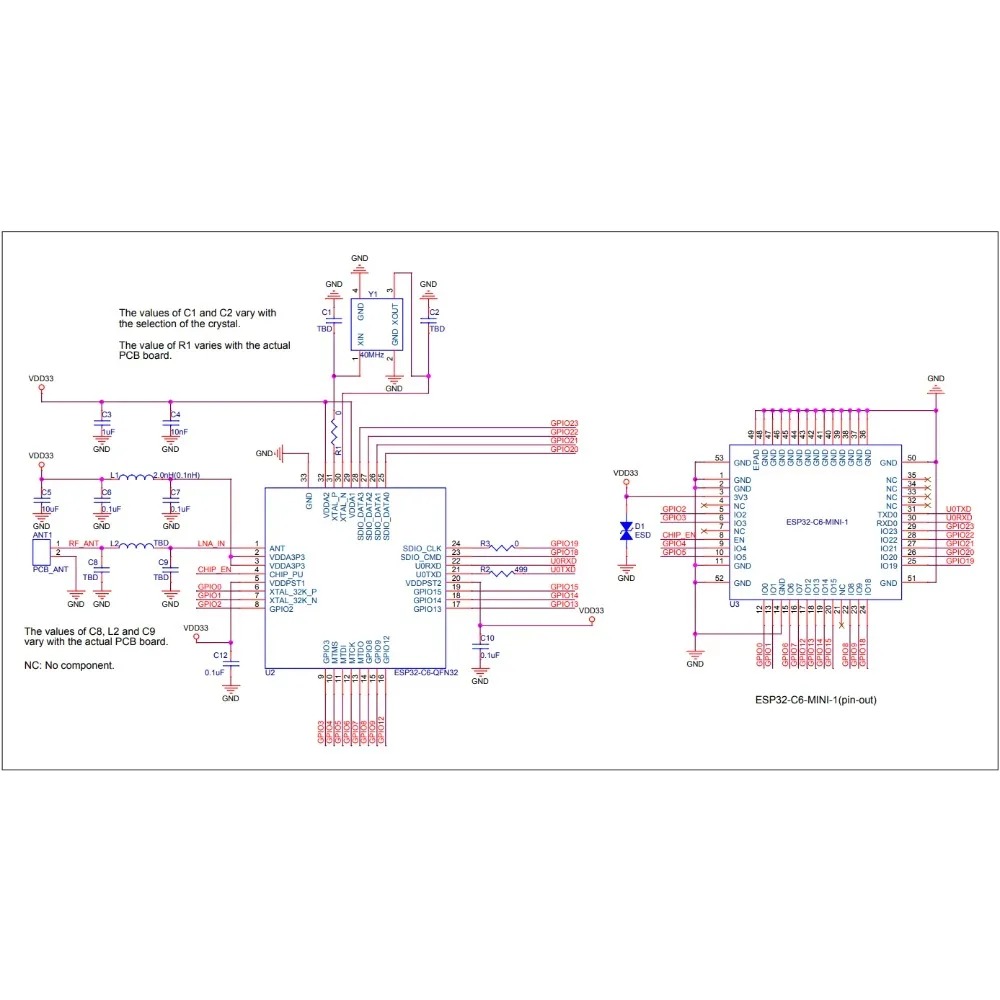 2-100PCS ESP32-C6-MINI-1U & 1  - огляд і ціна Ipex Connector